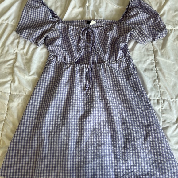 H&M Large Purple And White Checkered Dress - Picture 2 of 5